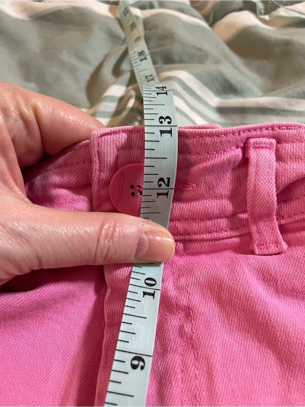 Zara Marine Straight Jean Waist Wide Leg Pink cropped raw hem 6 cotton stretch - Picture 8 of 11